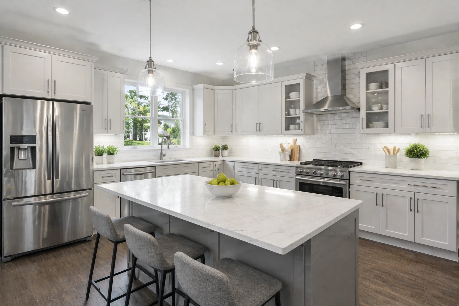 sleek modern kitch with quartz counter tops