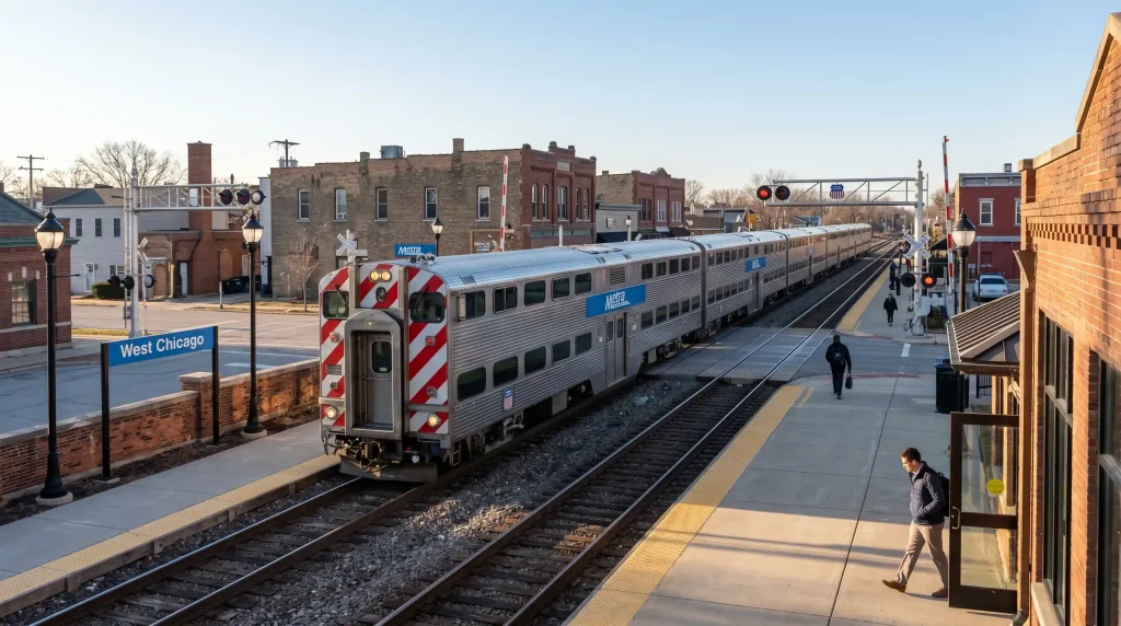 west chicago il metra station train commute downtown